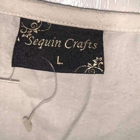 Sequin Crafts Womens Ethnic Dress L White & Red Patterned Cotton - Picture 3 of 9